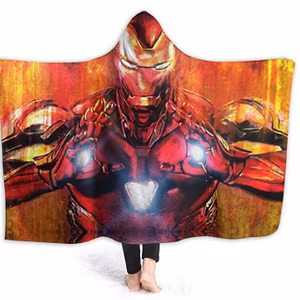 Plush Filt Pläd med Huva Ironman
