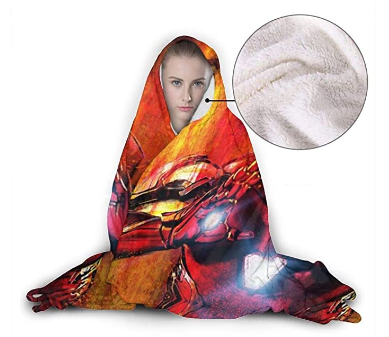 Plush Filt Pläd med Huva Ironman