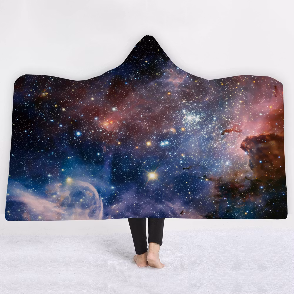 Plush Filt Pläd med Huva Galaxy