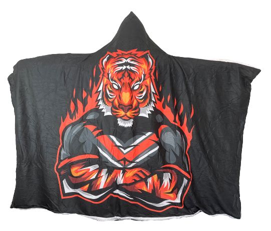 Plush Filt Pläd med Huva Tiger