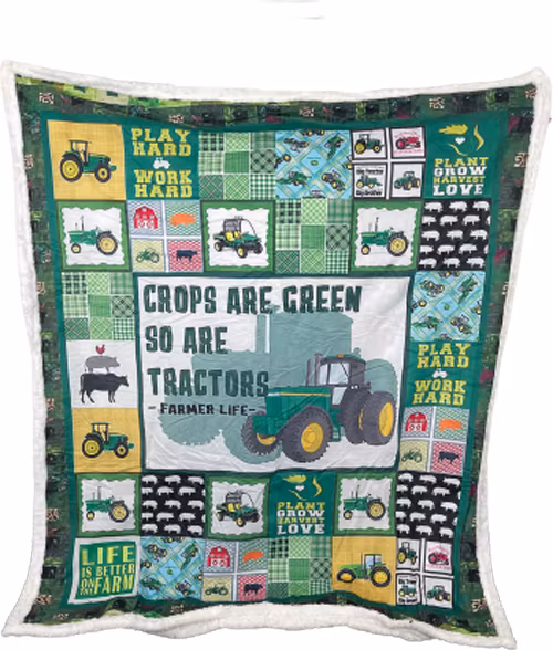 Plush Filt Pläd Traktor Lantbrukare
