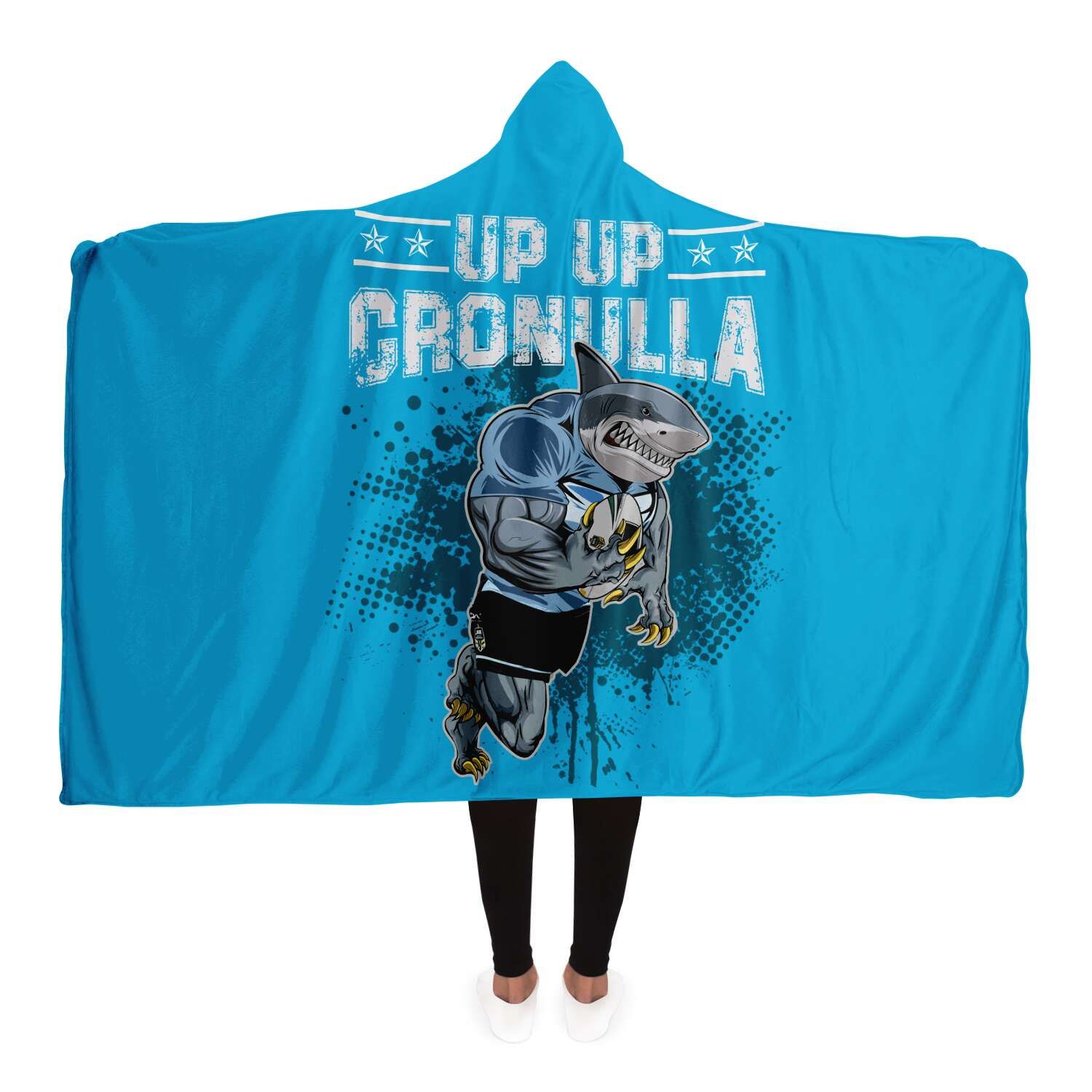 Plush Filt Pläd med Huva Up Up Gronulla Sharks