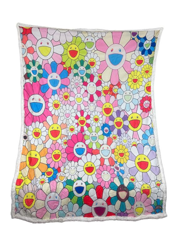 Plush Filt Pläd Färgglada Blommor