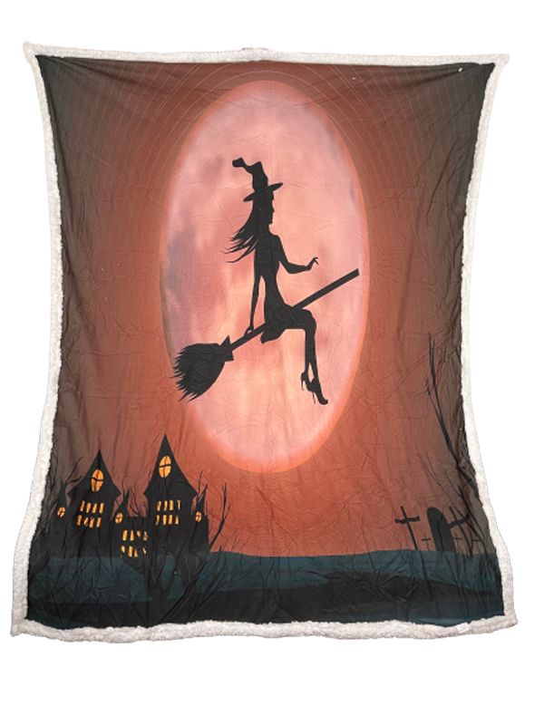 Plush Filt Pläd Flygande Häxa Halloween