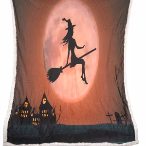 Plush Filt Pläd Flygande Häxa Halloween