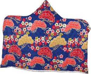 Plush Filt Pläd med Huva med Blommor