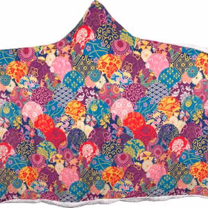 Plush Filt Pläd med Huva med Blommor och Mönster