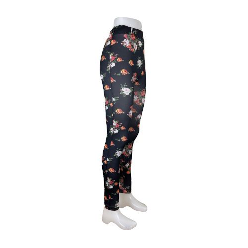 Svarta Leggings med Blommor