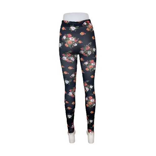 Svarta Leggings med Blommor