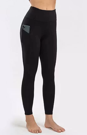 Svarta Leggings med Hög Midja och Fickor