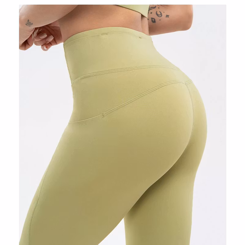 Gröna Leggings med Hög Midja och Fickor