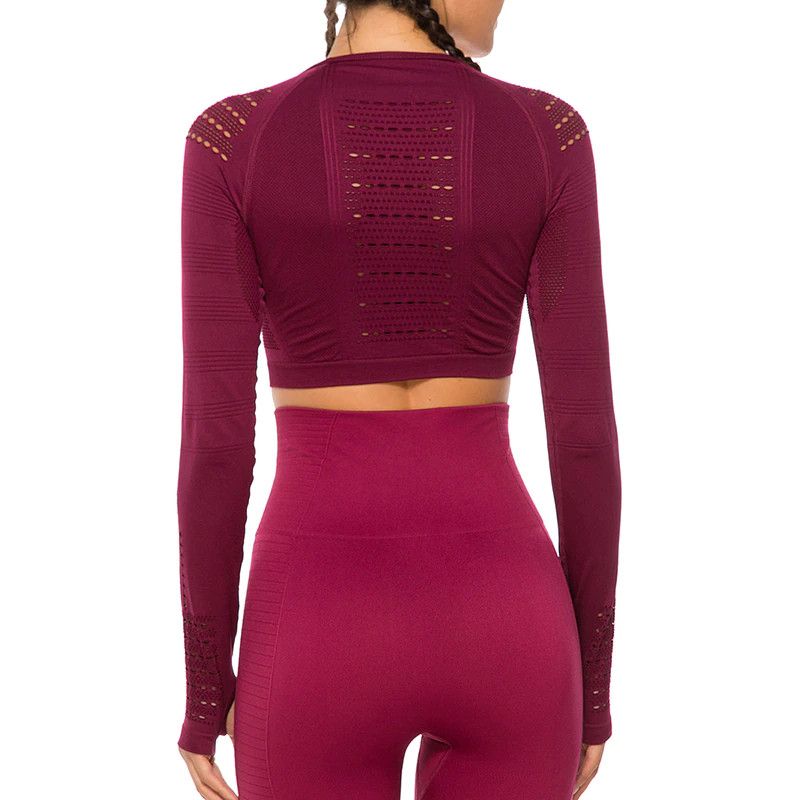 Vinröd Crop Top Träningstopp seamless