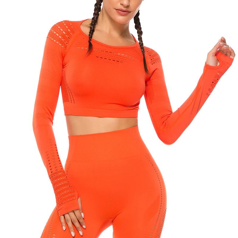 Orange Crop Top Träningstopp seamless