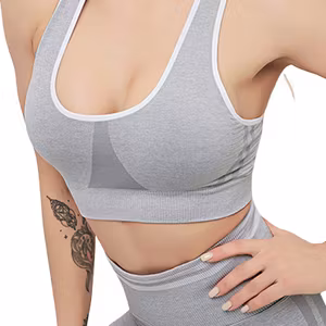 Seamless Sport-BH Träningstopp grå med vita kanter