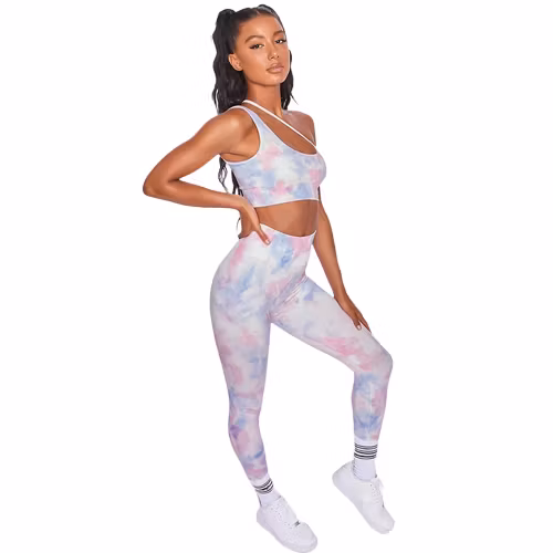 Melerat Fitness Yoga Set Tie Dye Träningsset