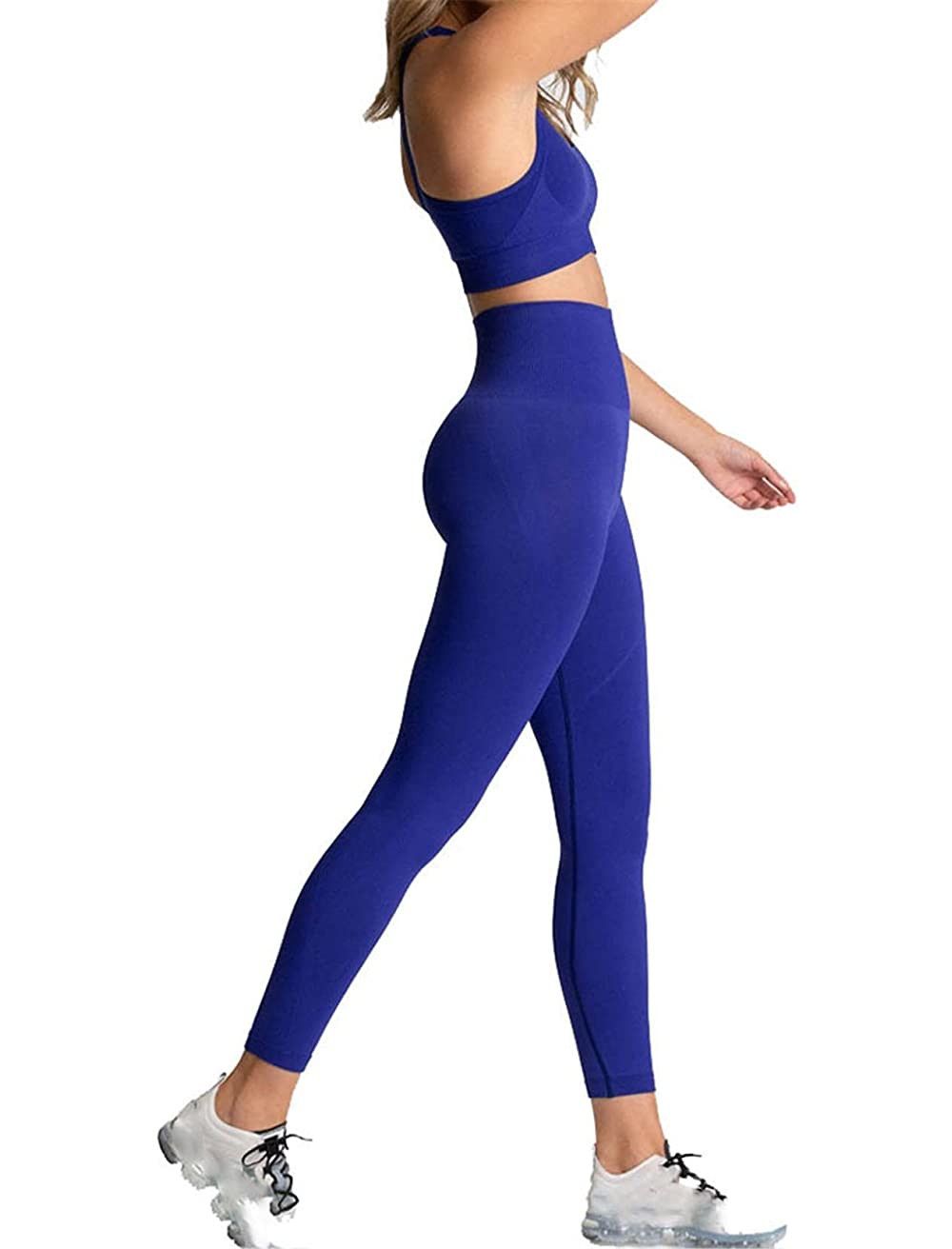 Blåa Seamless Hög midja Tights  Leggings