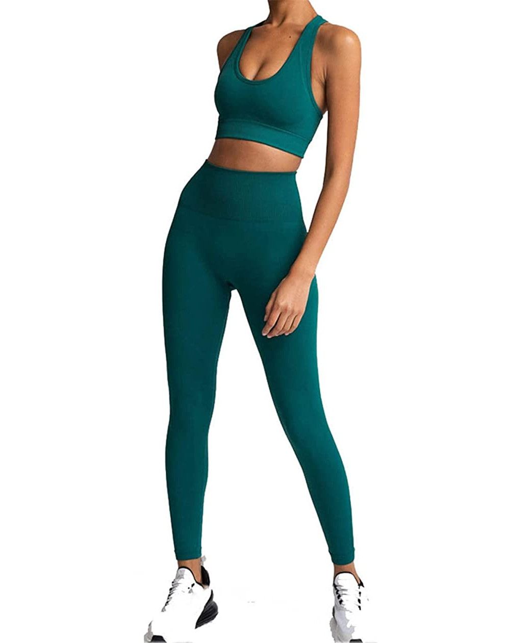 Mörkgröna Seamless Hög midja Tights Leggings