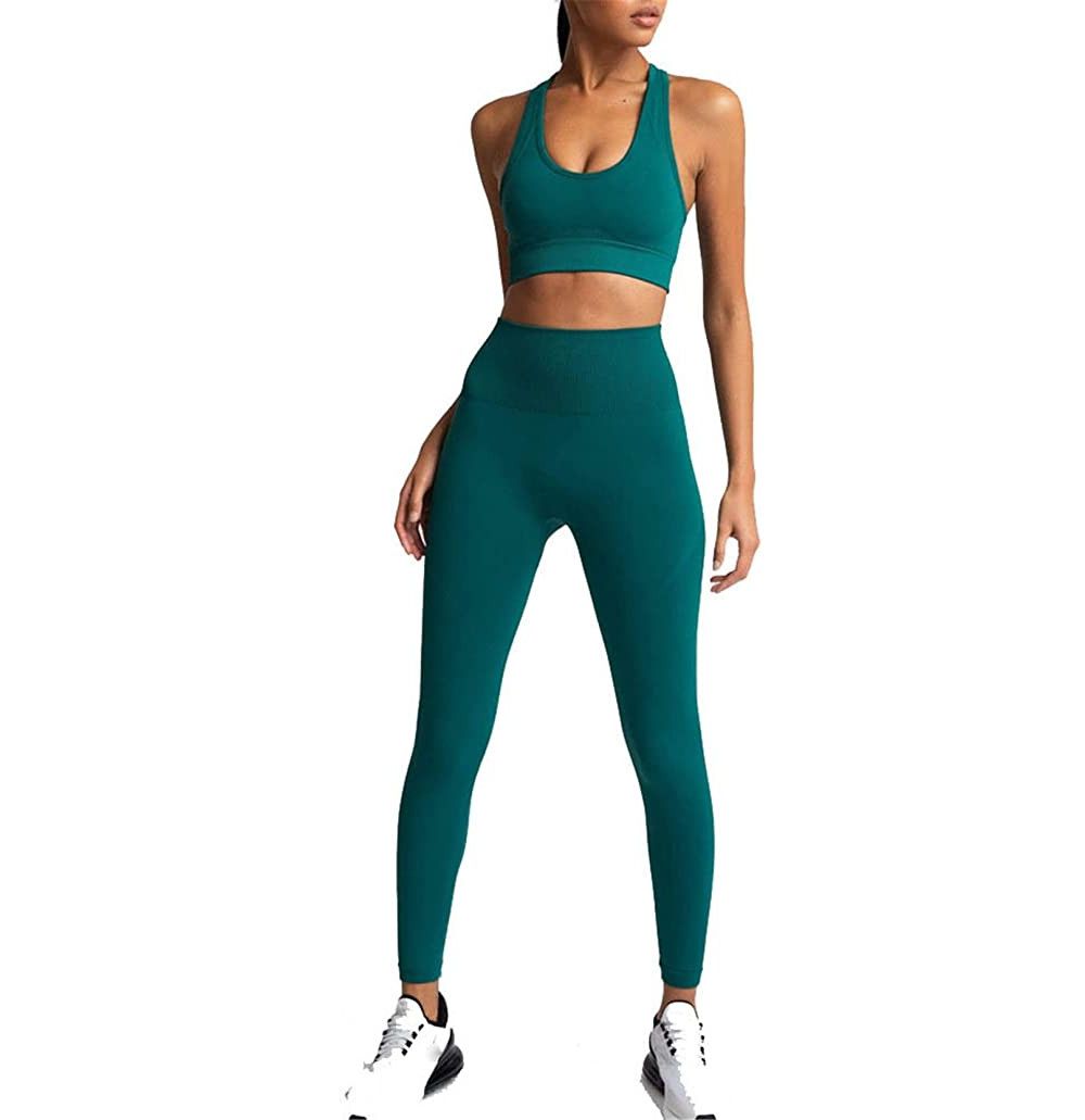 Mörkgröna Seamless Hög midja Tights Leggings