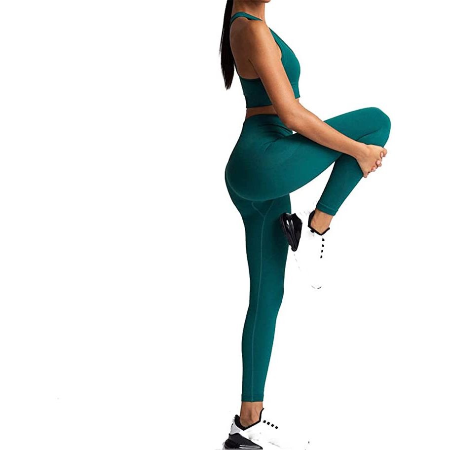 Mörkgröna Seamless Hög midja Tights Leggings