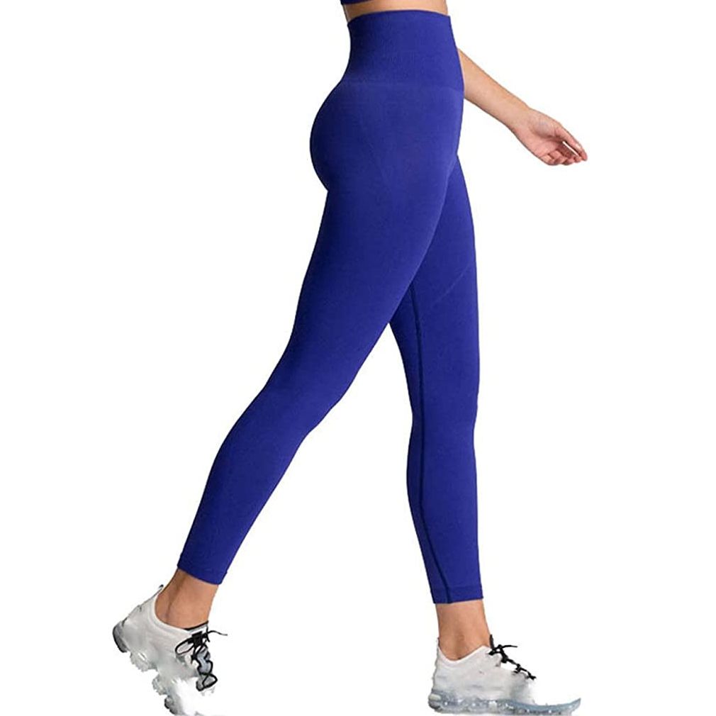 Blåa Seamless Hög midja Tights  Leggings
