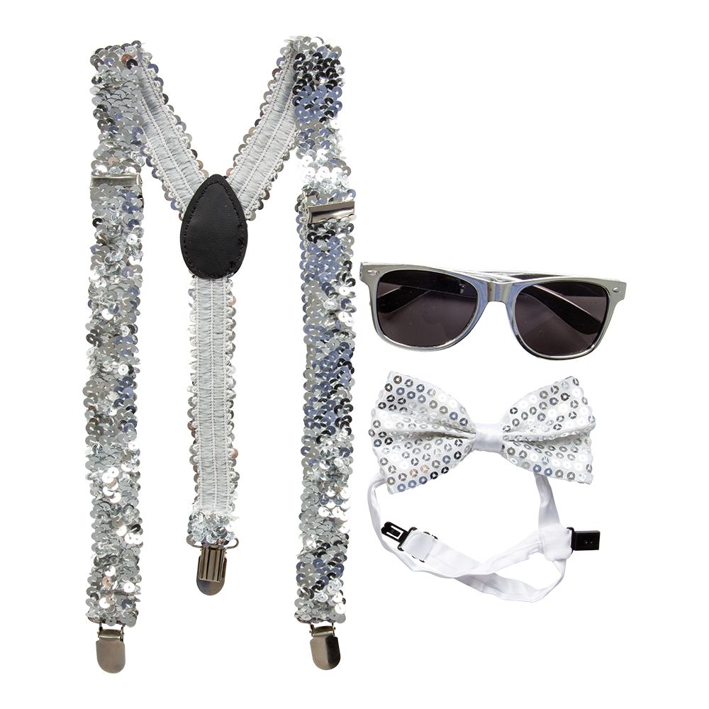 Silver Maskeradkit med Paljetter 3-pack