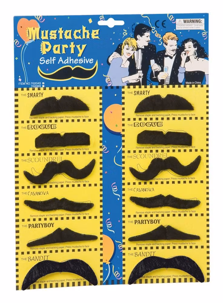 Partymustascher Svarta 12 st Självhäftande