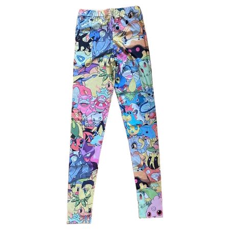 Färgglada Mönstrade Tecknade Figurer Leggings