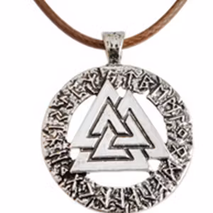 Valknut Wotan Knut Läderhalsband Viking Thor 3 Triangel