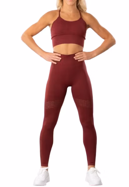 Yogatights och Yogatopp 2-delar Vinröd