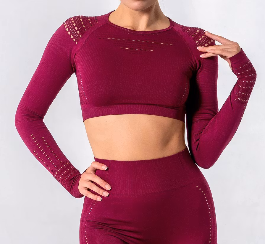 Tights och Topp 2-delar Vinröd