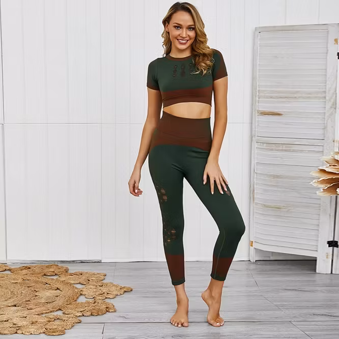 Yogaset Träningsset Tights och Sport topp Sportset 2-delar Grön