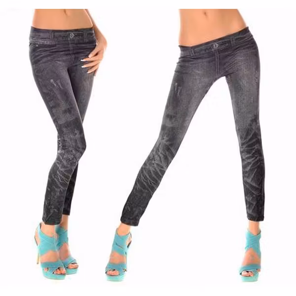 JEANS PRINT BLACK LEGGINGS