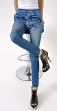 Leopard Scarf Belt Jeans Print Blue Leggings