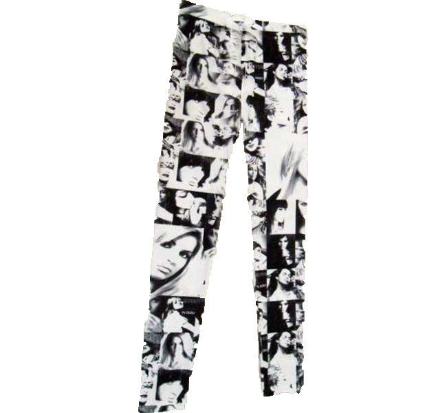 Models Inc Leggings i One Size  Glamour Leggings i Svart och vitt med tryck av kända personer.