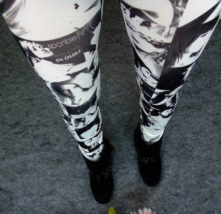 Models Inc Leggings i One Size  Glamour Leggings i Svart och vitt med tryck av kända personer.