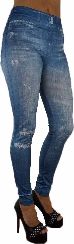 Fake Pocket Blue Leggings