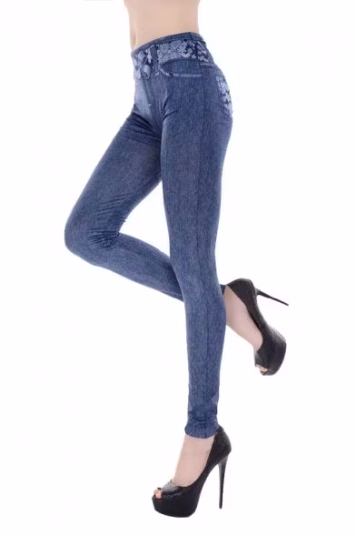 Floral Belt with Fake Pocket Leggings
