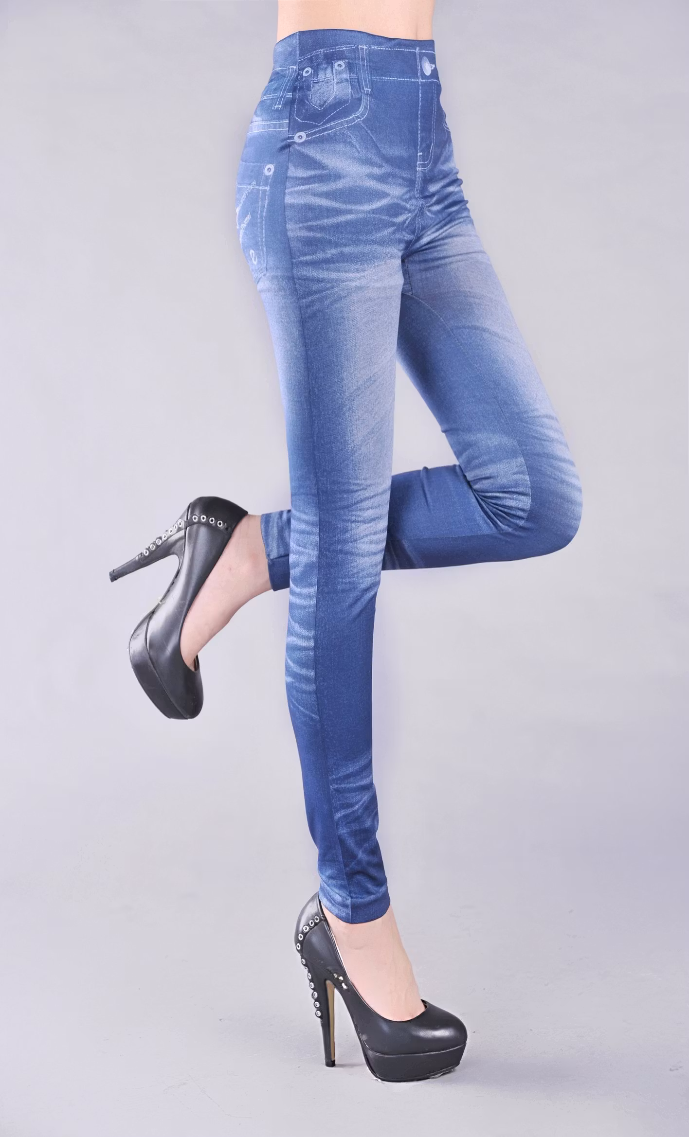 Black & Blue Stonewashed Leggings