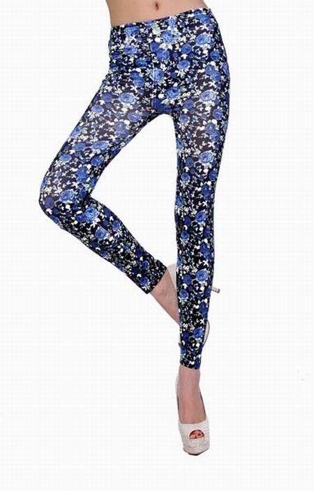 Svarta Leggings med blå blommor