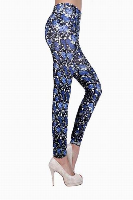 Svarta Leggings med blå blommor