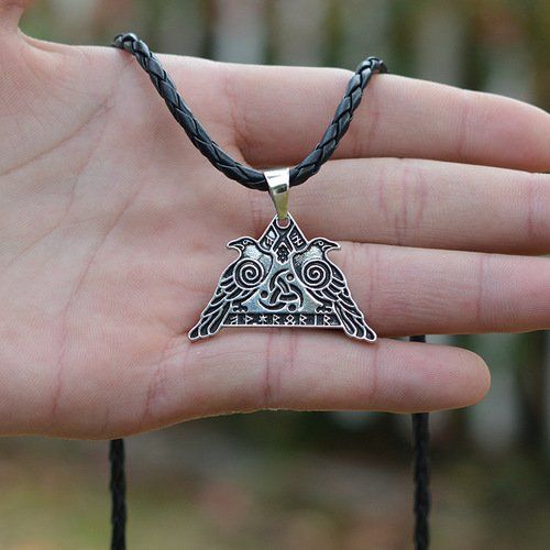 Rune Odin's Crow Hammer Vikings Halsband