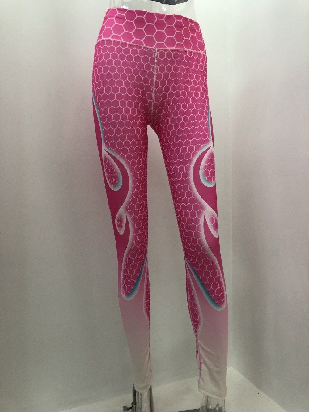 Rosa Yoga Leggings med Flammor Small