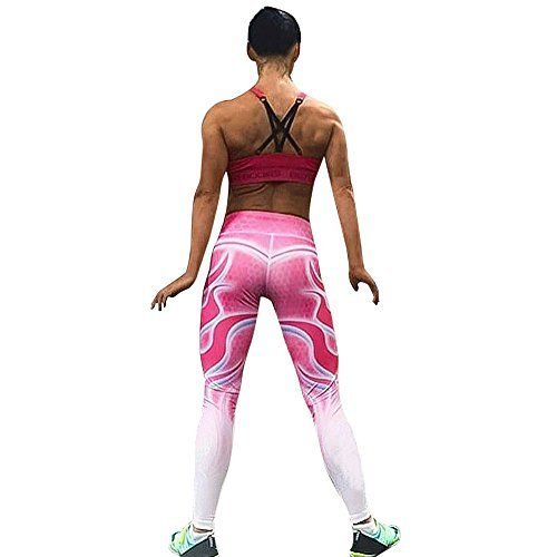 Rosa Yoga Leggings med Flammor Small