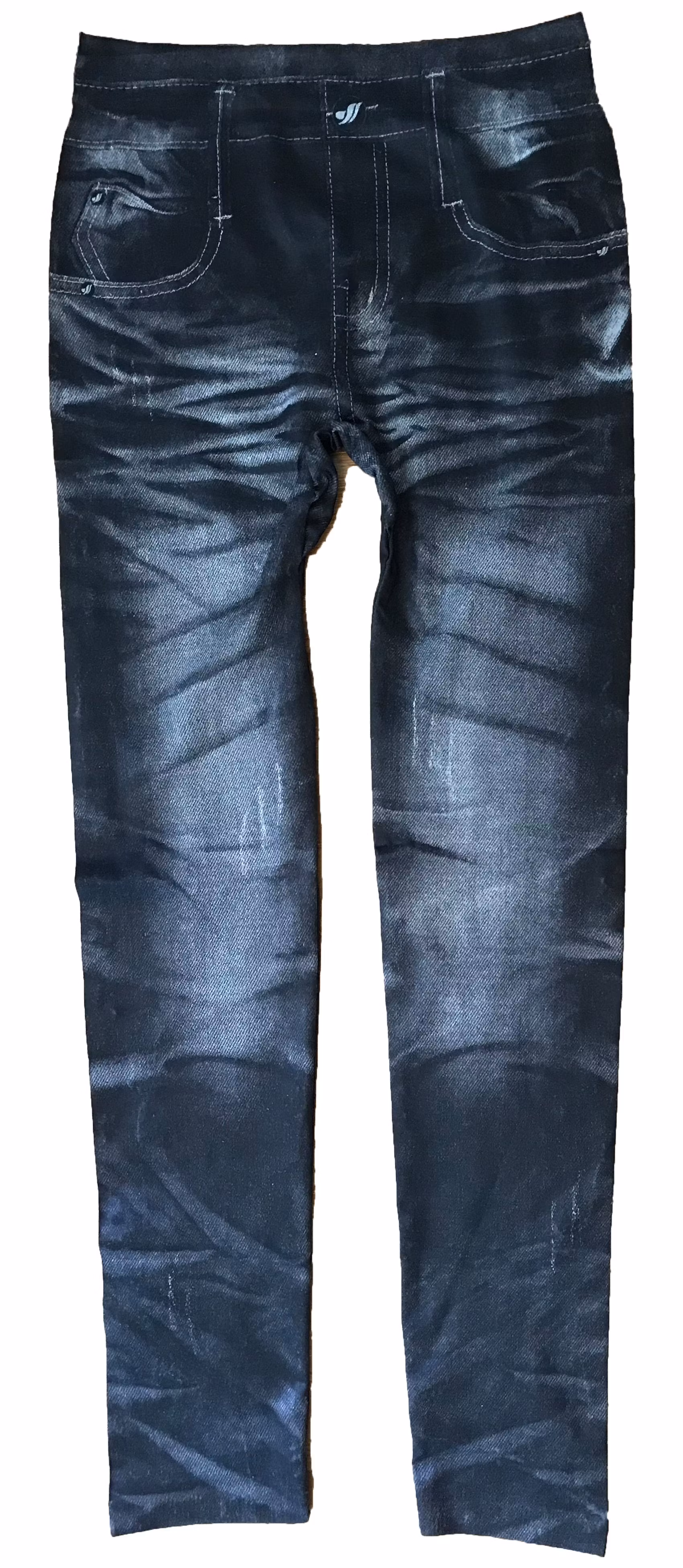 Svarta jeansleggings med tryck