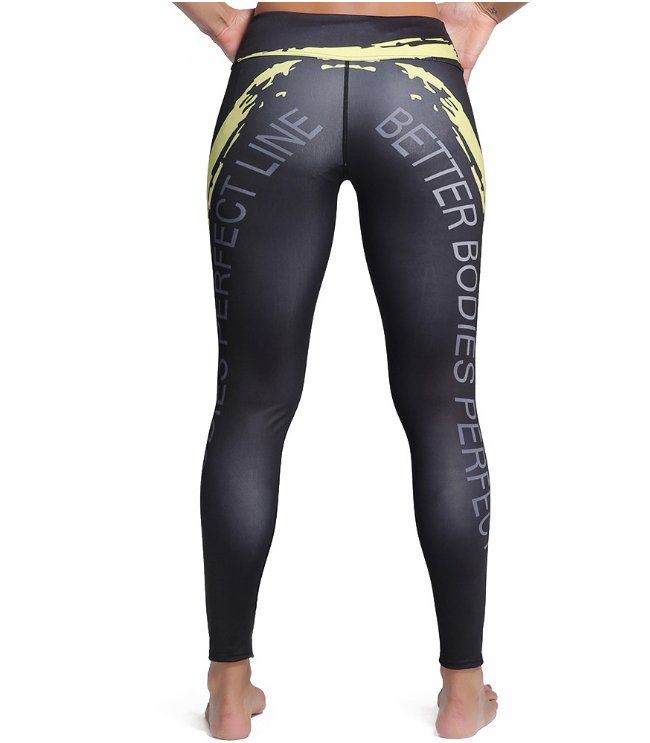 Svarta Yoga Leggings Med Gul Rand
