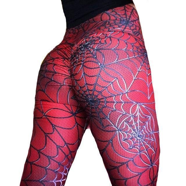 Röda Spindel Nät Leggings