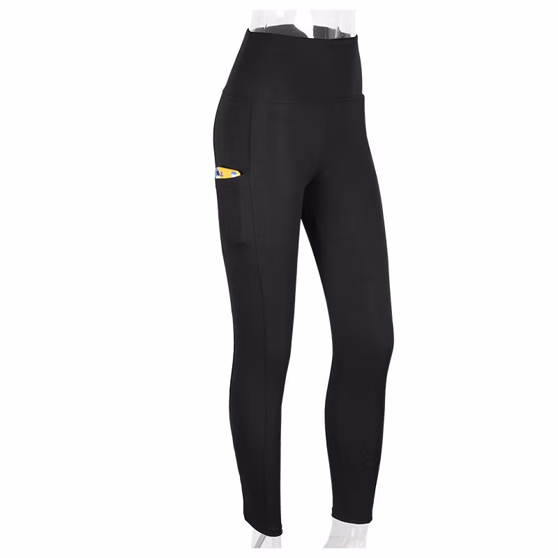 Svarta Blå Leggings med 2 fickor