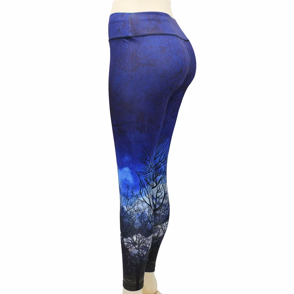 Blå Leggings med träd och grenar Small