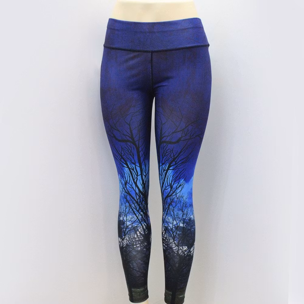 Blå Leggings med träd och grenar Small