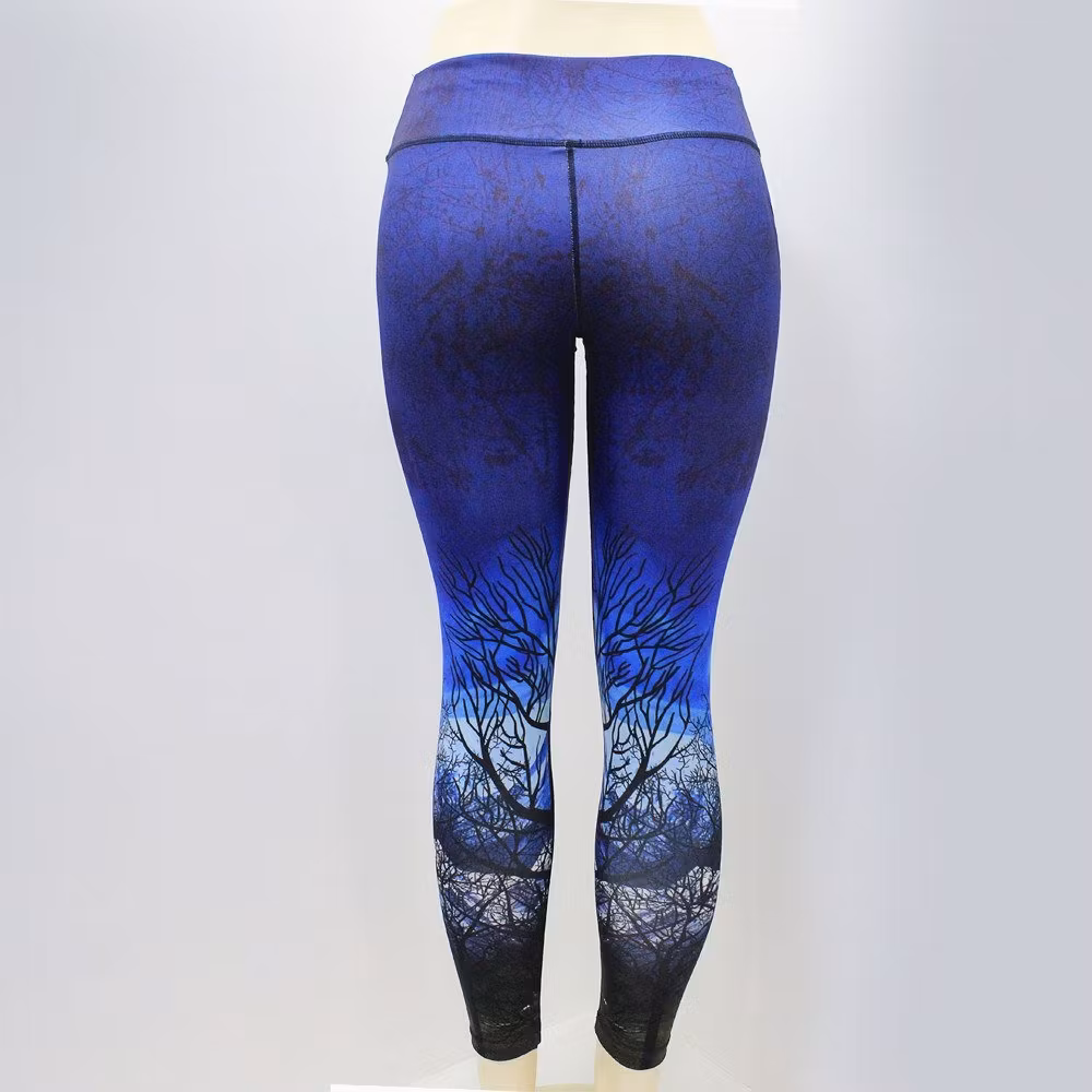 Blå Leggings med träd och grenar Small